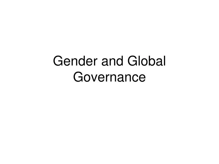 gender and global governance n.