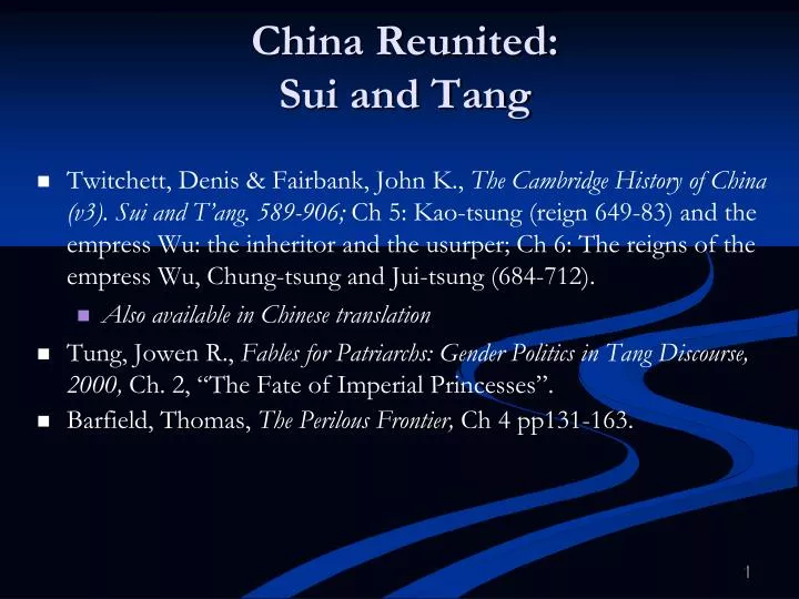 china reunited sui and tang n.