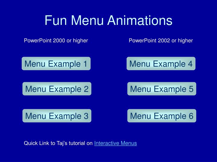 fun menu animations n.