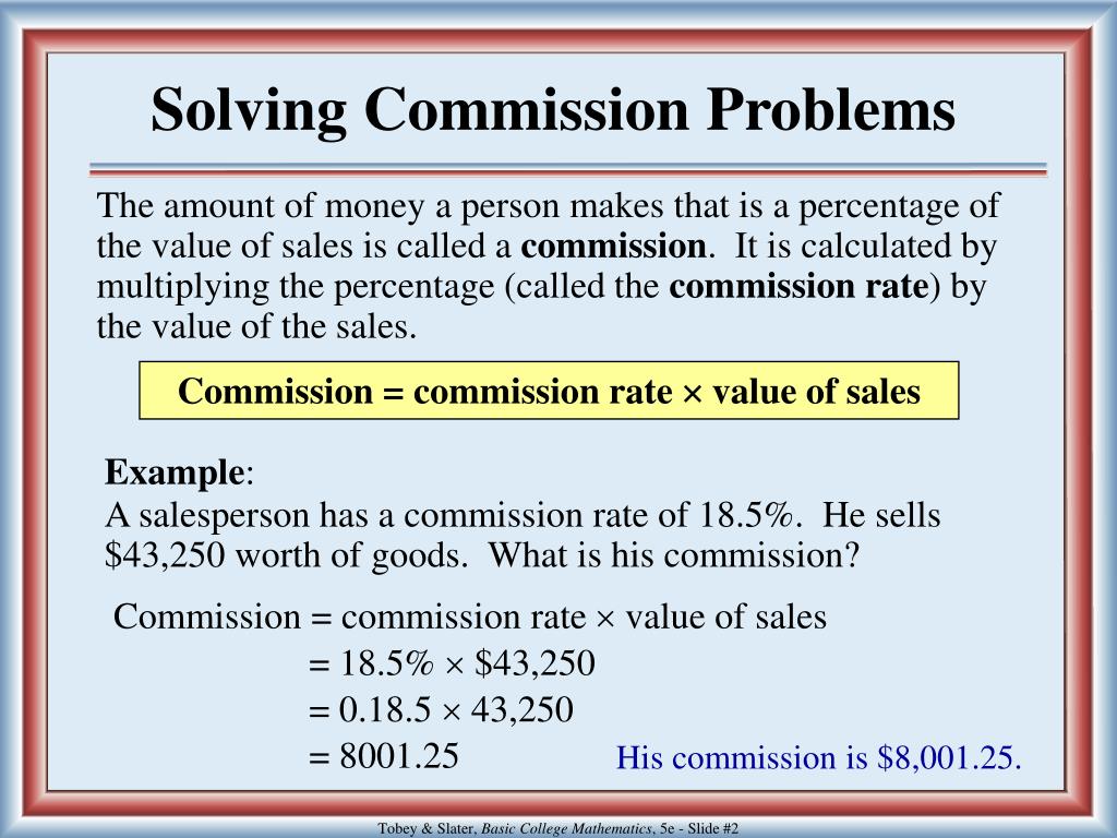 problem solving involving commission