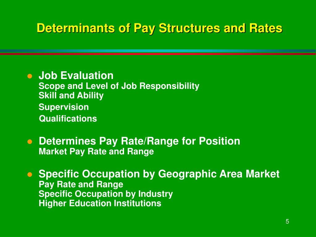 Job evaluation factors determining pay