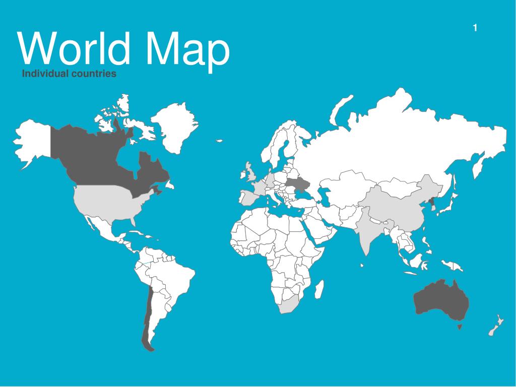 world map with countries for presentation