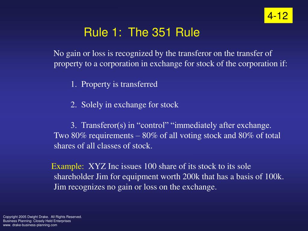 PPT - If Section 351 Does Not Apply? PowerPoint Presentation, free ...