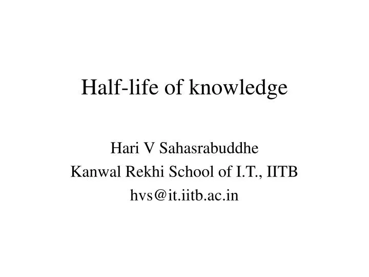 half life of knowledge n.