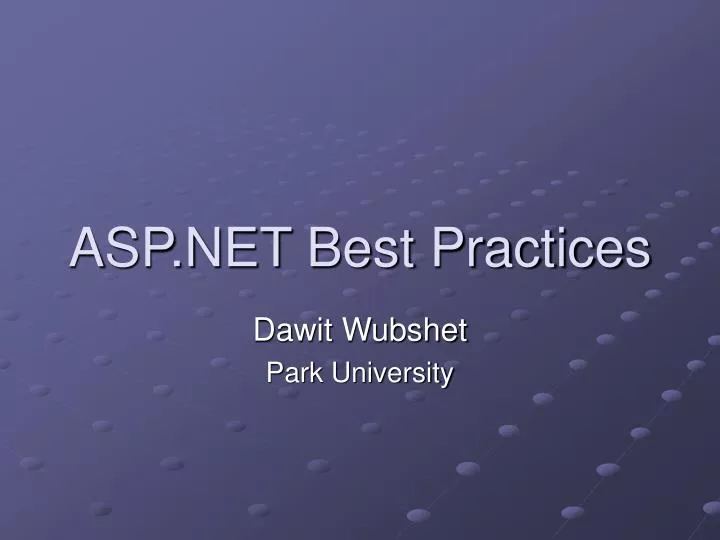 asp net best practices n.
