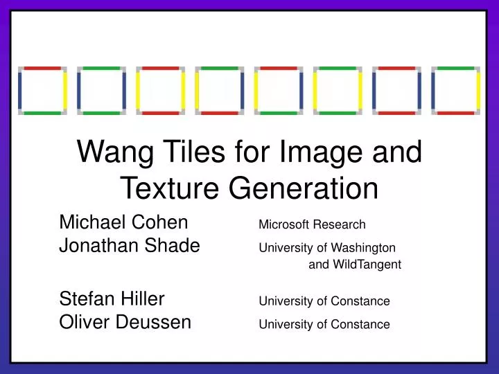 wang tiles for image and texture generation n.