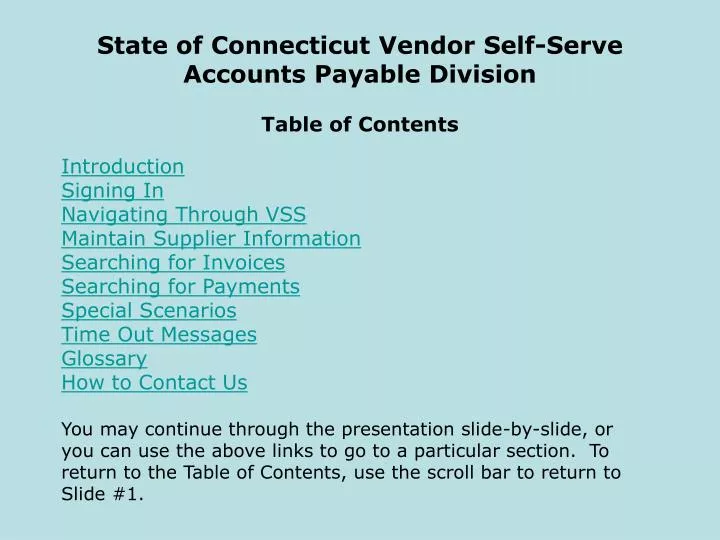 state of connecticut vendor self serve accounts payable division table of contents n.