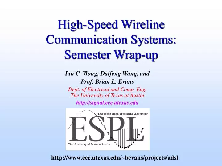 high speed wireline communication systems semester wrap up n.