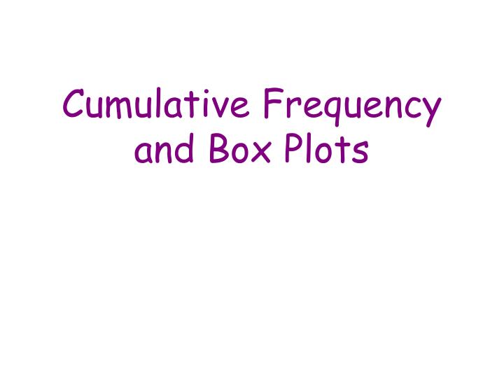 cumulative frequency and box plots n.