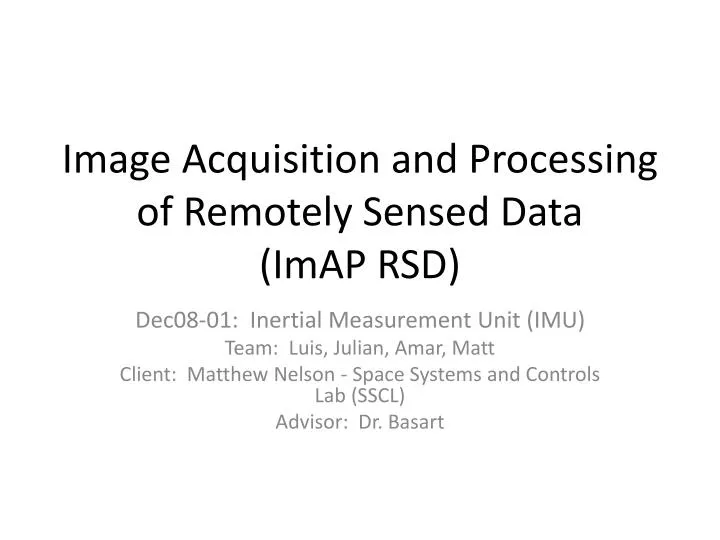 image acquisition and processing of remotely sensed data imap rsd n.