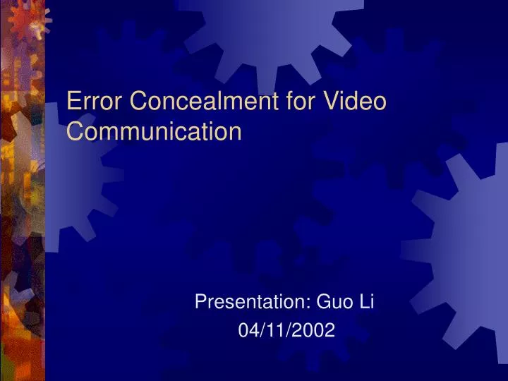 error concealment for video communication n.