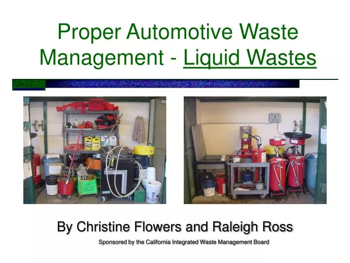 proper automotive waste management liquid wastes n.