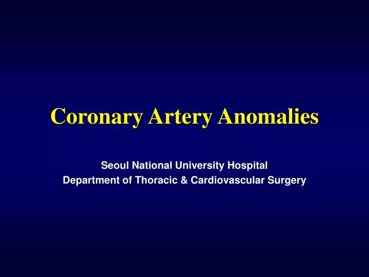 coronary artery anomalies n.