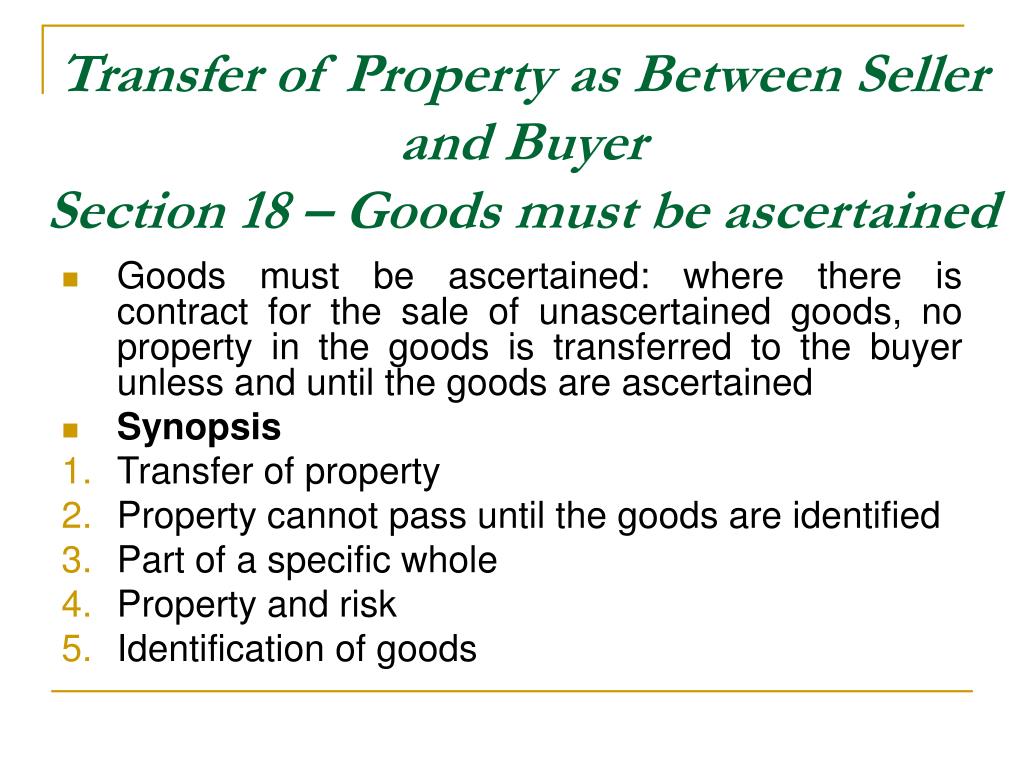 transfer of property in goods notes