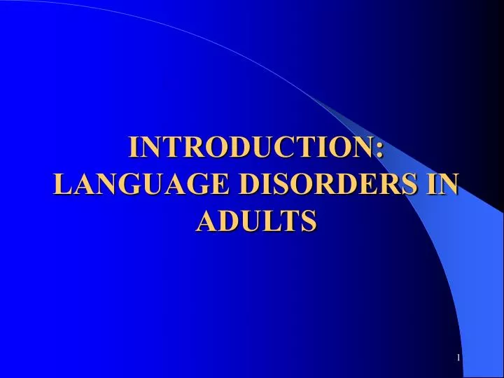 introduction language disorders in adults n.