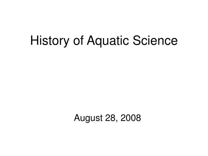 history of aquatic science n.