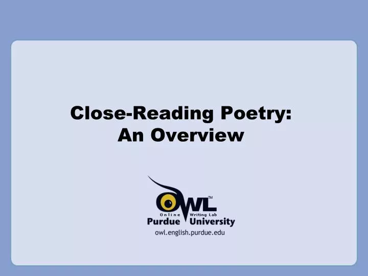 close reading poetry an overview n.