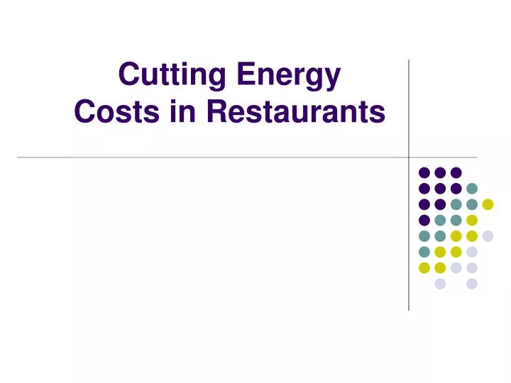 cutting energy costs in restaurants n.
