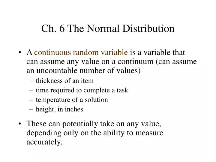 ch 6 the normal distribution n.