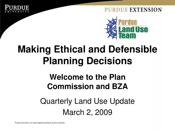 making ethical and defensible planning decisions n.