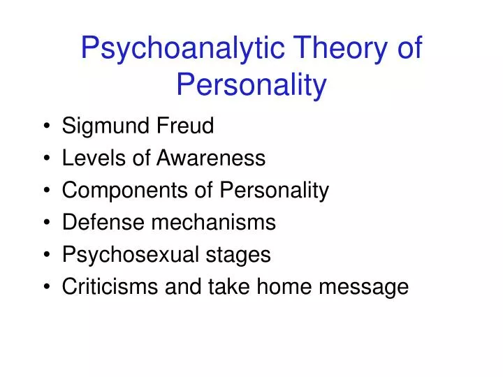 psychoanalytic theory of personality n.