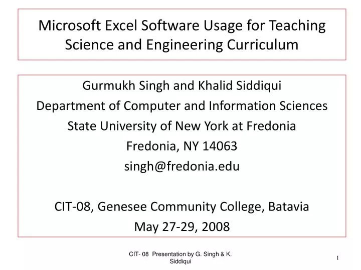microsoft excel software usage for teaching science and engineering curriculum n.