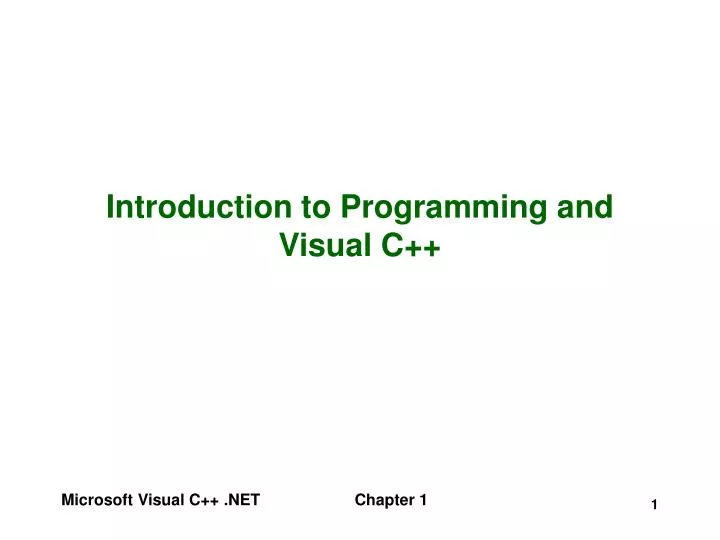 introduction to programming and visual c n.