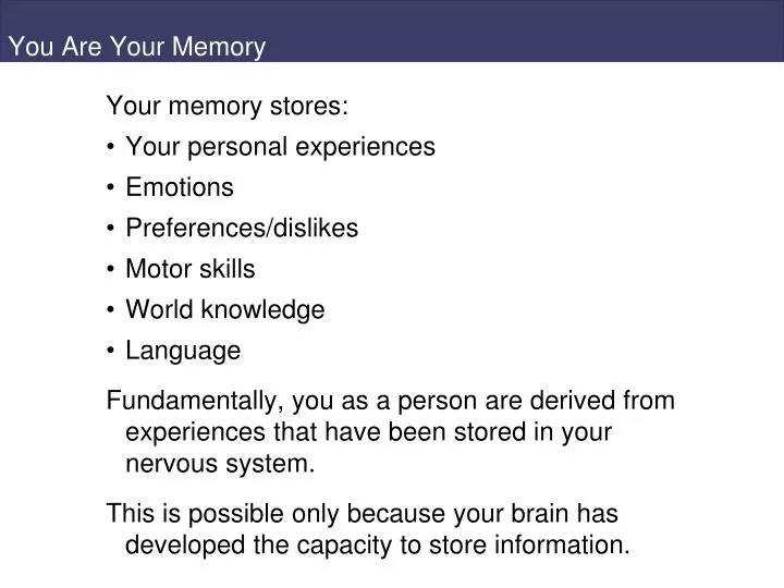 you are your memory n.