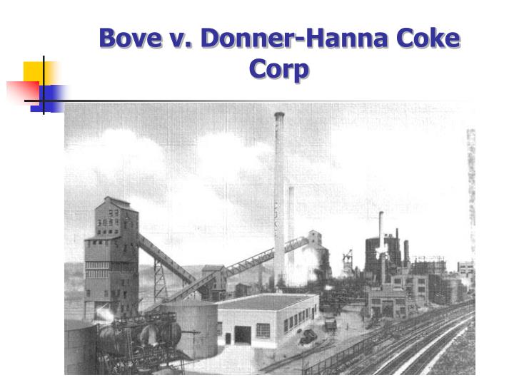 case briefing bove v donner hanna coke corp Antonia bove, appellant v donner-hanna coke corporation, respondent supreme court of new york brief defintion of nuisance: , donner-hanna coke corporation builds and operates a large coke oven on the opposite side of abby street. case briefing bove v donner hanna coke corp Antonia bove, appellant v donner-hanna coke corporation, respondent supreme court of new york brief defintion of nuisance: , donner-hanna coke corporation builds and operates a large coke oven on the opposite side of abby street.