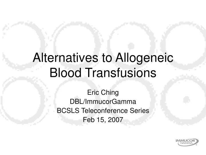 alternatives to allogeneic blood transfusions n.