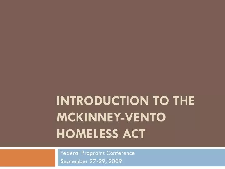 introduction to the mckinney vento homeless act n.