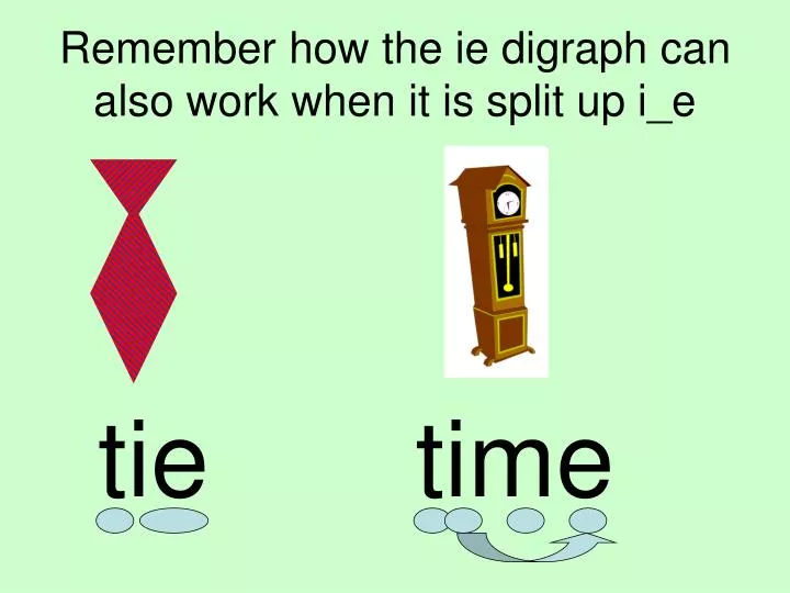 remember how the ie digraph can also work when it is split up i e n.