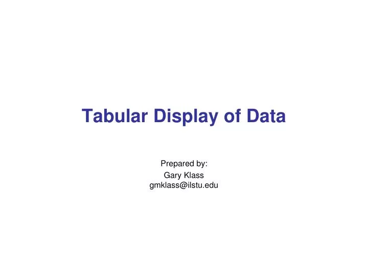 tabular display of data n.