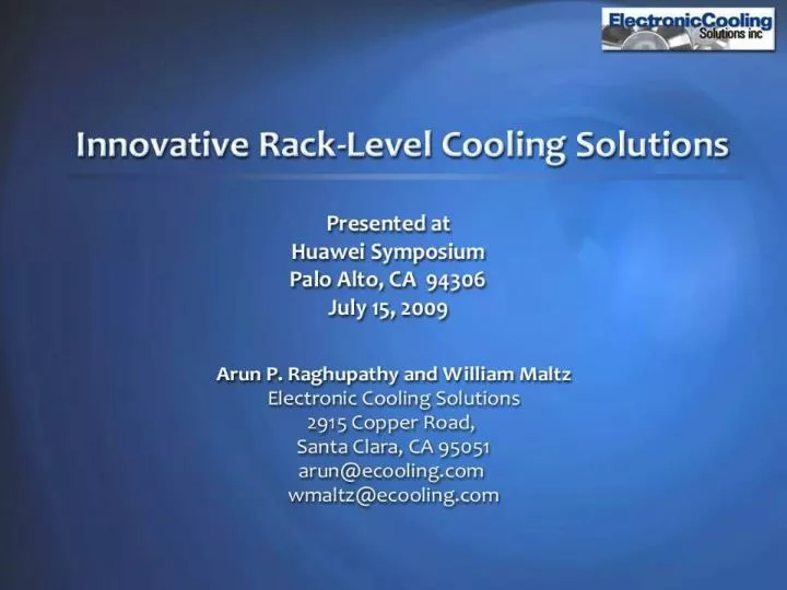 PPT Electronic Cooling Solutions Inc. PowerPoint Presentation, free