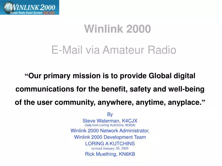 winlink 2000 e mail via amateur radio n.