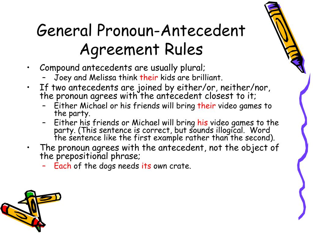 Pronoun Antecedent Agreement Rules