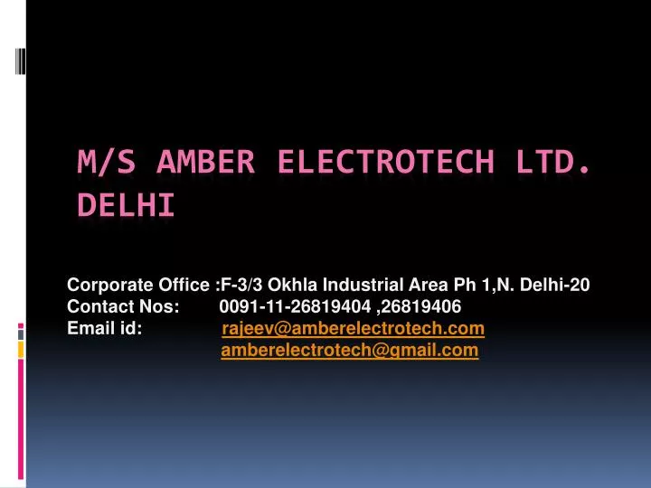 m s amber electrotech ltd delhi n.