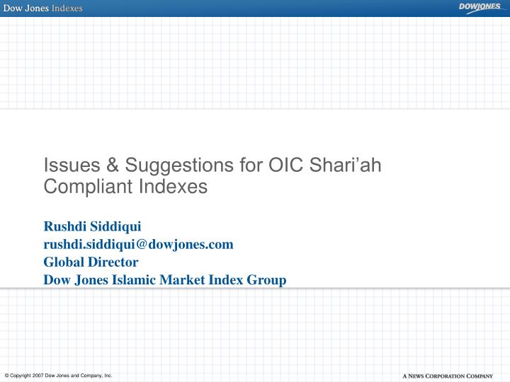 issues suggestions for oic shari ah compliant indexes n.