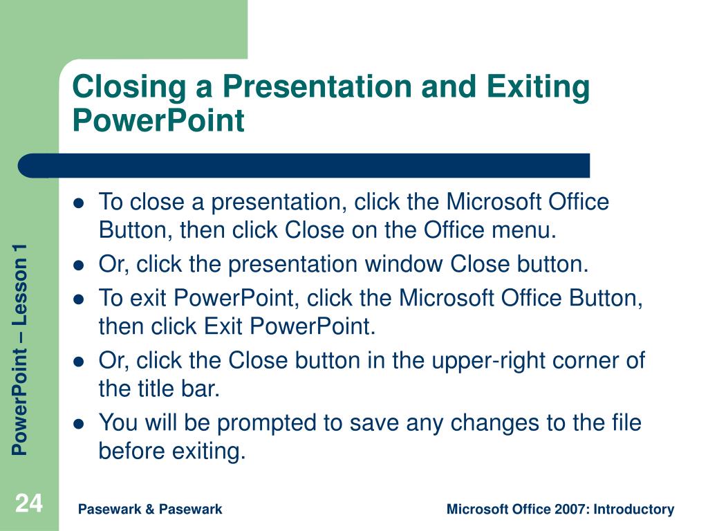 how to exit a powerpoint presentation