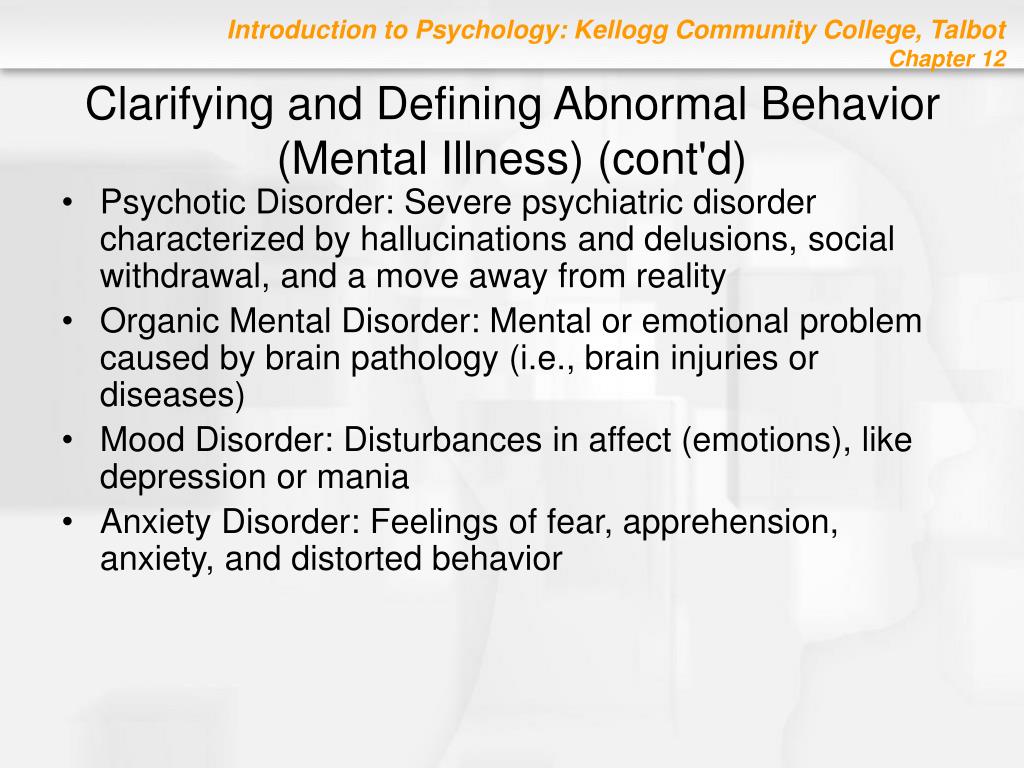 PPT Chapter 12 Psychological Disorders PowerPoint