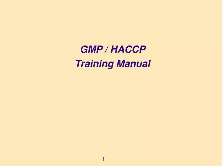 gmp haccp training manual n.