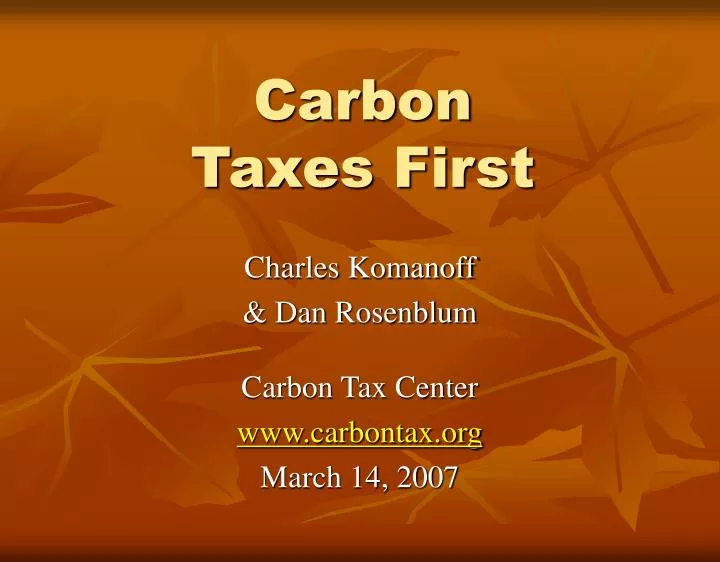 carbon taxes first n.