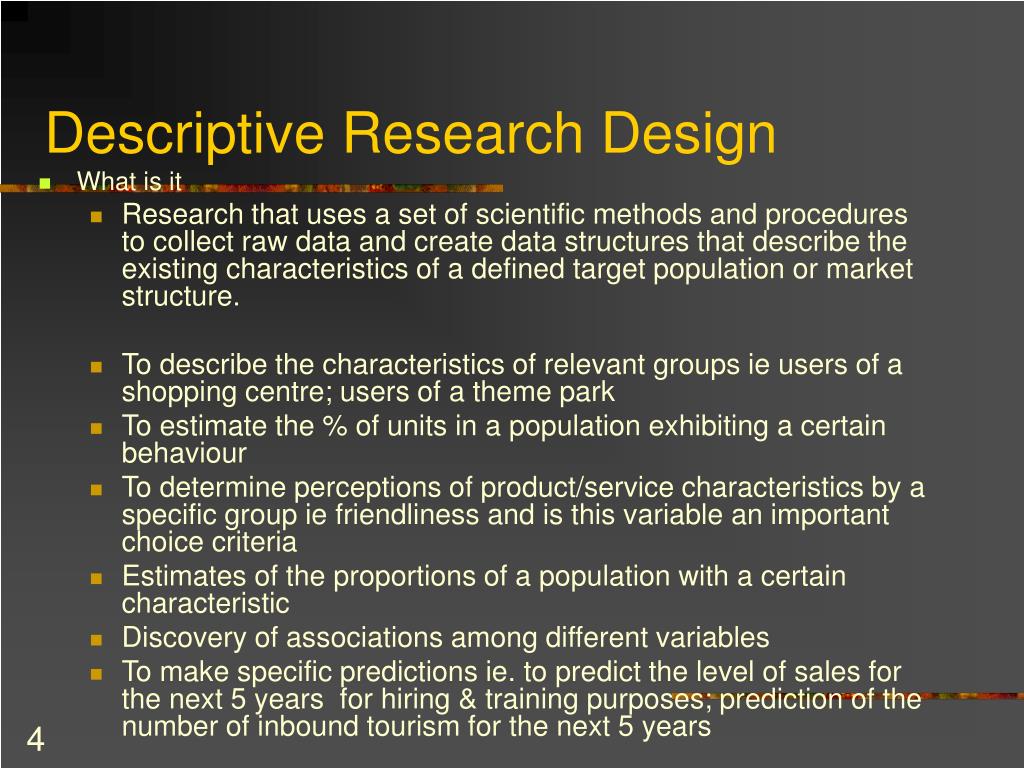 descriptive research design types and uses