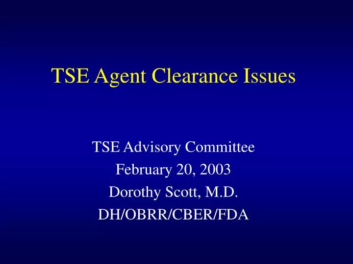 tse agent clearance issues n.