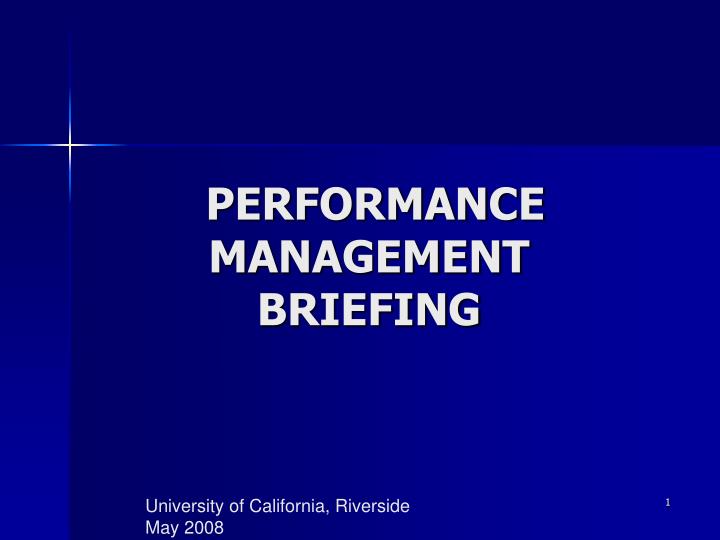 performance management briefing n.