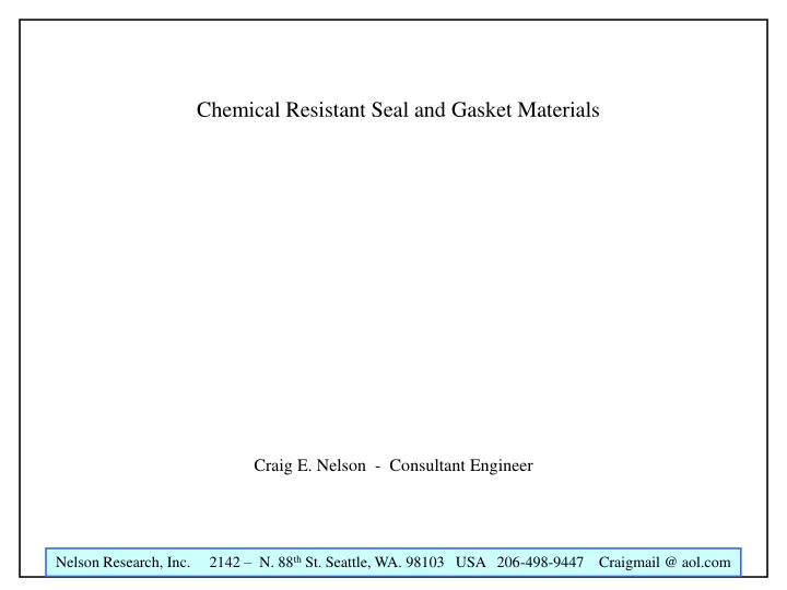chemical resistant seal and gasket materials n.