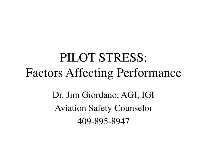 pilot stress factors affecting performance n.