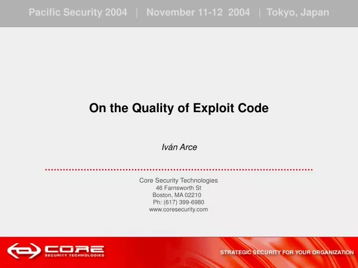 on the quality of exploit code iv n arce n.