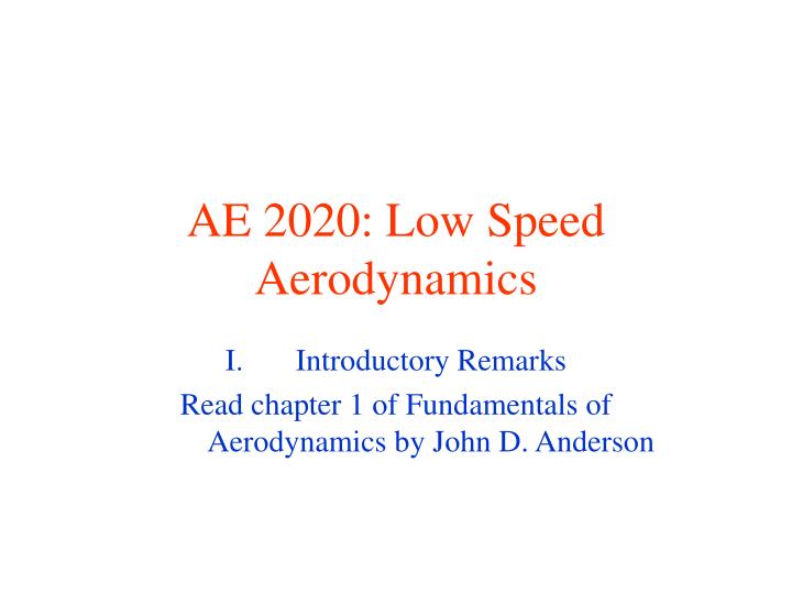 ae 2020 low speed aerodynamics n.