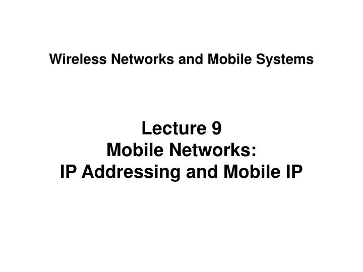 wireless networks and mobile systems n.